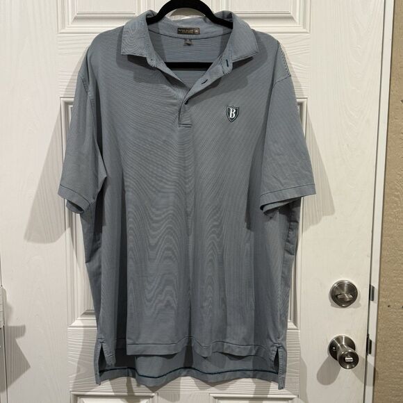Peter Millar Men's Teal Striped Summer Comfort Polo Shirt XL Embroidered Logo - Picture 1 of 5